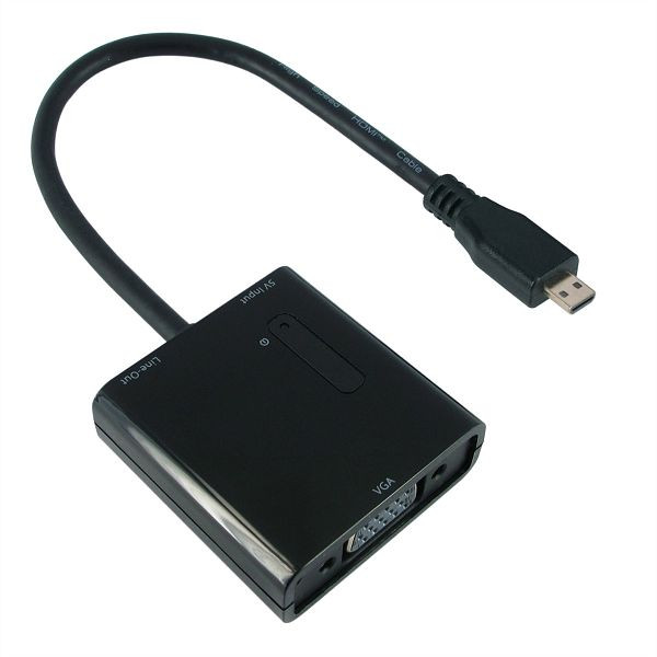 VALUE Micro HDMI-VGA Adapterkabel, Micro HDMI ST / VGA BU, 0,15 m, 12.99.3118