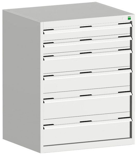 bott cubio Schubladenschrank bestückt mit 6 Schubladen BxTxH: 800 x 650 x 1000 mm, RAL 7035, 40020049.16V