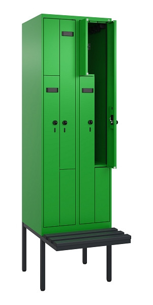 C+P Z-Spind Evolo PLUS, Bank, 4 Fächer, 2120x600x815mm, 6037/6037, Drehriegel, Material Sitzfläche Kunststoff, 0490437-204 S10087