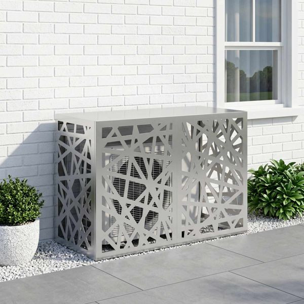 vidaXL Klimaanlagenabdeckung Silber 90 x 40 x 60 cm Verzinkter Stahl, 8014155