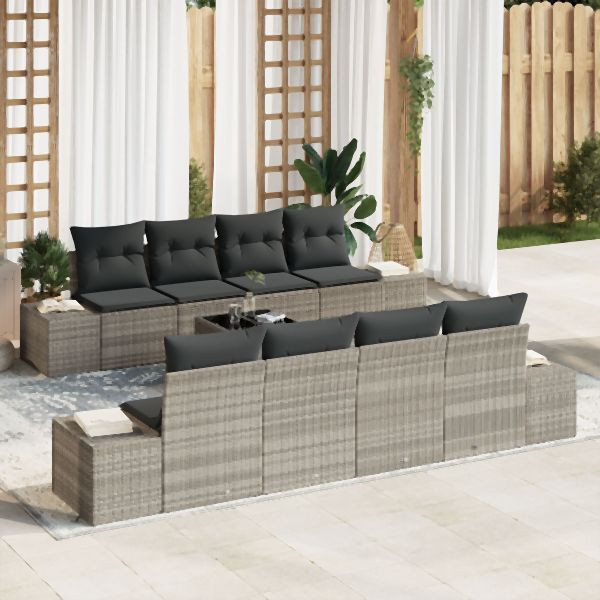 vidaXL 7-teiliges Garten Sofa Set mit Kissen in Hellgrau, 3355661
