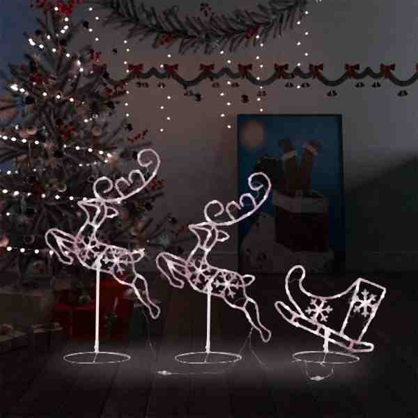 vidaXL Weihnachtsdeko LED Rentiere & Schlitten Acryl 260x21x87 cm, 328509