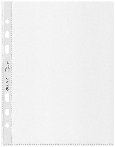 LEITZ 4002 Prospekthülle Recycle, A5, PP, genarbt, dokumentenecht, 25 Stück, farblos, 4002-00-03