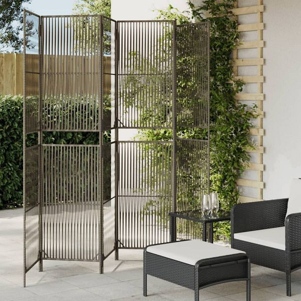 vidaXL Paravent 6-teilig Grau Poly Rattan, 365402, 8721012244443