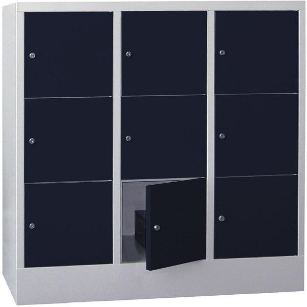 Deskin Schließfachschrank CLASSIC mit glatten Türen, Korpus lichtgrau, Türen Anthrazitgrau, H 1187 x B 1200 x T 500 mm, 264105