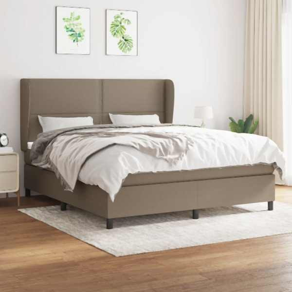 vidaXL Boxspringbett mit Matratze Taupe 180x200 cm Stoff, 3127905