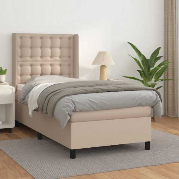 vidaXL Boxspringbett mit Matratze Cappuccino-Braun 90x190cm Kunstleder, 3132476