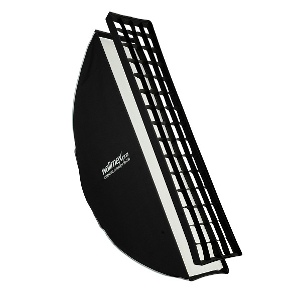 Walimex pro Essential Striplight Softbox 30 x 120 cm, Lichtformer um 360° drehbar, einfacher Aufbau, inkl. Grid, 1023427