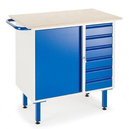 Rollcart Kleine Werkbank mit 6 Schubladen 1 Stahlschrank (1111x600), Tragkraft: 400 kg, 07-4375