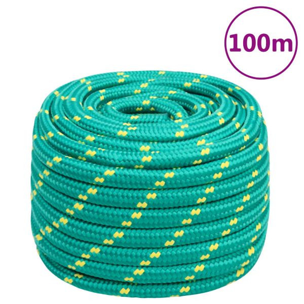 vidaXL Bootsseil Grün 20 mm 100 m Polypropylen, auf Segelbooten, 152740