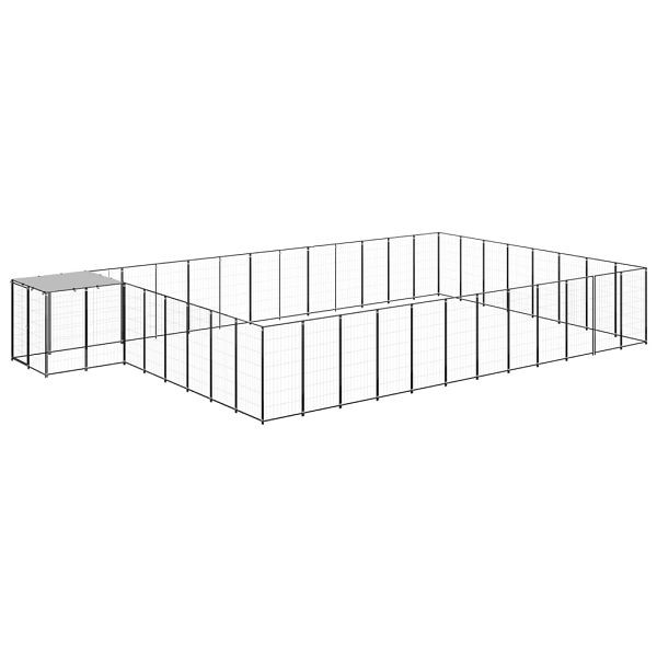 vidaXL Hundezwinger Schwarz 30,25 m² Stahl, Material: PE, pulverbeschichteter Stahl, 3082230