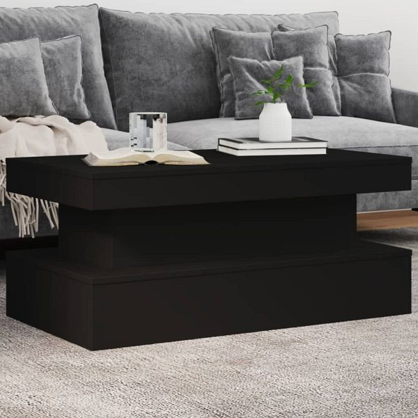 vidaXL Couchtisch mit LED-Leuchten Schwarz 90x50x40 cm, 839848