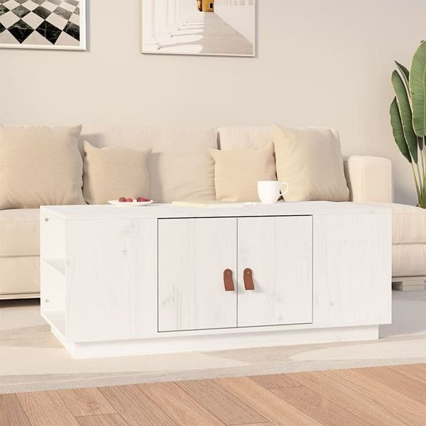 vidaXL Couchtisch Weiß 100x50x41 cm Massivholz Kiefer, 818256
