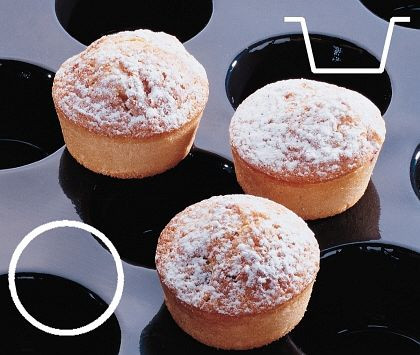 Contacto Backmatte Minimuffins 51x29 mm Flexipan, schwarz, 60 x 40 cm, 6690/051