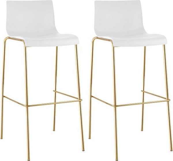 CLP Barhocker Hoover Kunststoff 4-Fuß Gold, weiß, VE: 2 Stück, 327598