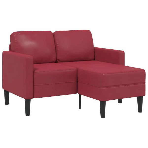vidaXL 2-Sitzer-Sofa mit Chaiselongue L-Form Weinrot 125 cm Kunstleder, 4107086
