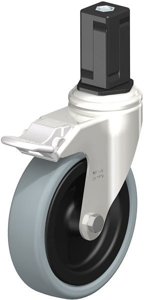 Blickle LKRXA-VPA 126G-11-FI-EXV15 Edelstahl-Apparate-Lenkrolle mit Expander & Feststeller, Vollgummi, Grau, 853299