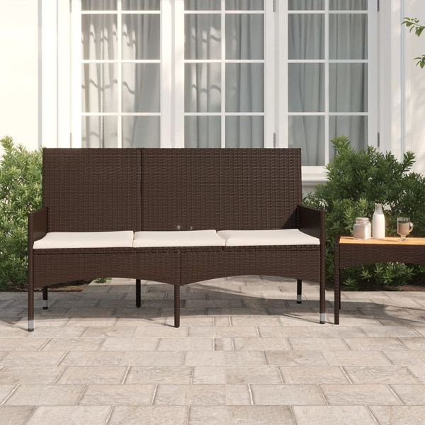 vidaXL Gartenbank 3-Sitzer mit Kissen Braun Poly Rattan, 319491