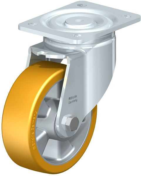 Blickle LH-ALTH 150K Stahlblech-Lenkrolle, Schwerlast-Ausführung, mit Anschraubplatte, Blickle Extrathane®, Hellbraun, 295279