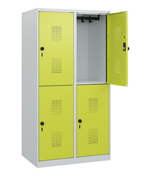 C+P Doppelstöckiger Spind Evolo PLUS, 4 Fächer, 1530x800x500mm, 7035/0024, Drehriegel, 0493005-22 S10015