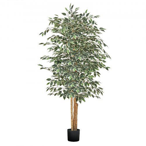 VEVOR Künstlicher Ficusbaum 1,8 m mit Topf, Holzstamm & realistischen Blättern, Seidenbaum für Innenräume, RZS6FTRSSLX0JAOF6001V0