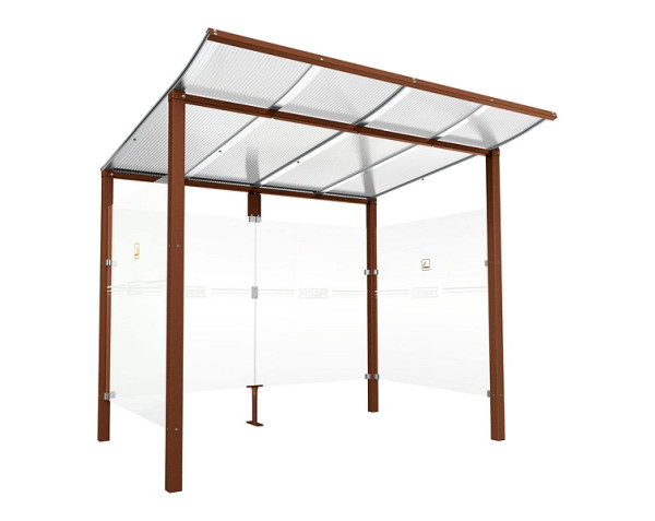 Procity Raucherunterstand Modulo, Ohne Frontverkleidung, Tiefe 1990 mm, Rostkorkeneffekt, Maße: Breite 2500 x Höhe 2250 x Tiefe 2000 mm, 529572.S025