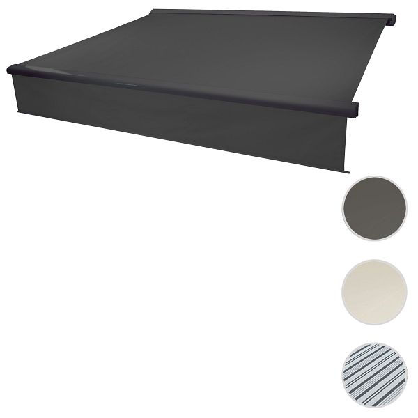 Mendler Elektrische Kassettenmarkise T123 – Vollkassette 4,5x3m, Polyester Anthrazit, Mit Motor & Fernbedienung