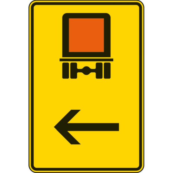 Stein HGS Wegweiser für kennzeichnungspflichtige Fahrzeuge mit gefährlichen Gütern (hier links) Nr. 422-12, 900x600mm /RA2/Flachform 3mm, 422-12-223