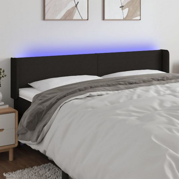 vidaXL LED Kopfteil Schwarz 203x16x78/88 cm Stoff, 3122980