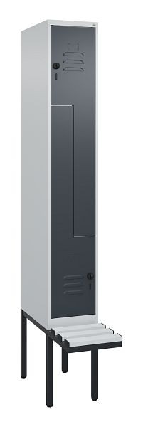 C+P Z-Spind Classic PLUS, Bank, 2 Abteile, 2120x300x815mm, 7035/7016, Drehriegel, 0800437-102 S10038