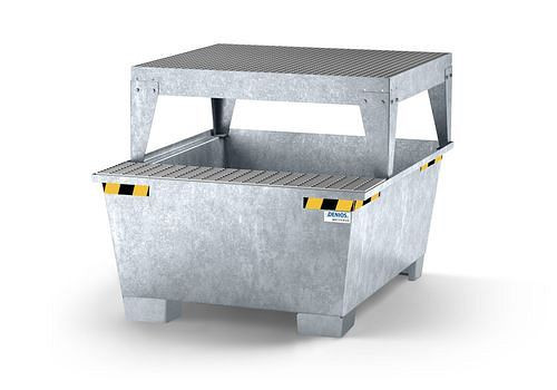 DENIOS Auffangwanne pro-line für 1 IBC, verzinkt, Abfüllbock, 273884