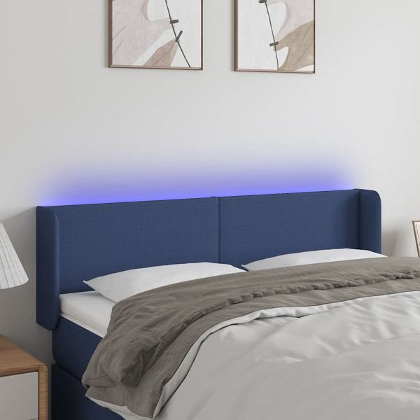 vidaXL LED Kopfteil Blau 147x16x78/88 cm Stoff, 3122960