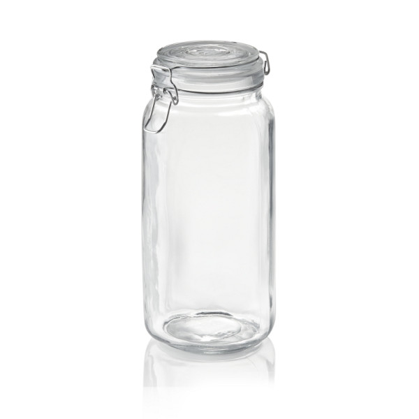WAS Vorratsglas, 2 L, Ø 9 cm, Höhe 26 cm, Glas, Edelstahl, Silikon, 1814200