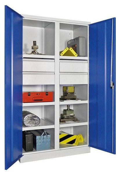 Pavoy Schwerlastschrank 1950/630/1040, Drehgriff, Trennwand, 6 Böden, Schubladen: 4x175, 36363-104-007-910905