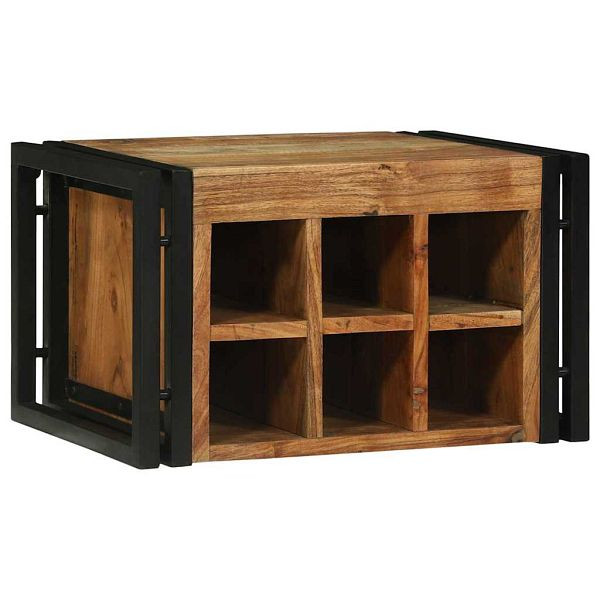 vidaXL Weinregal Braun und Schwarz 46 x 35 x 27,5 cm Massivholz Akazie, 4016759