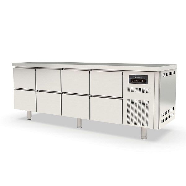 Vaiotec TOPLINE Kühltisch 700 / 4-fach GN1/1 mit 8 Schubladen, 224,5x70x85 cm, 10310