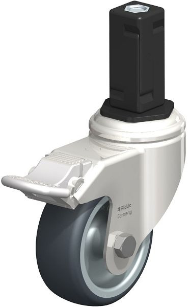 Blickle LKRXA-TPA 80G-11-FI-EXV14 Edelstahl-Apparate-Lenkrolle mit Expander & Feststeller, Thermoplastisches Gummi-Elastomer, Grau, 853118