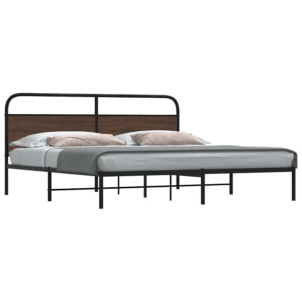 vidaXL Metallbett ohne Matratze Braun Eichen-Optik 193x203 cm, 3318658