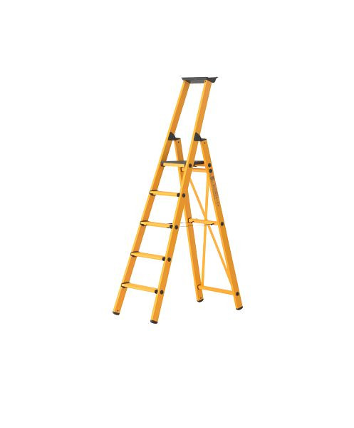 HYMER GFK Stufenstehleiter mit Plattform, einseitig begehbar, 5 Sprossen/Stufen, 392605