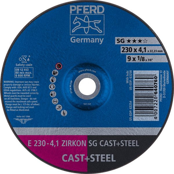 Pferd Schruppscheibe E 230-4,1 ZIRKON SG CAST+STEEL, VE: 10 Stück, 62218310