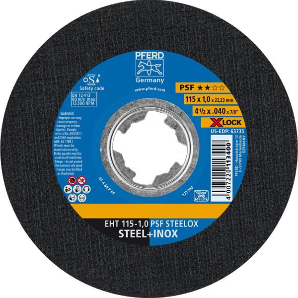 Pferd Trennscheibe EHT 115-1,0 PSF STEELOX/X-LOCK, VE: 25 Stück, 61730101
