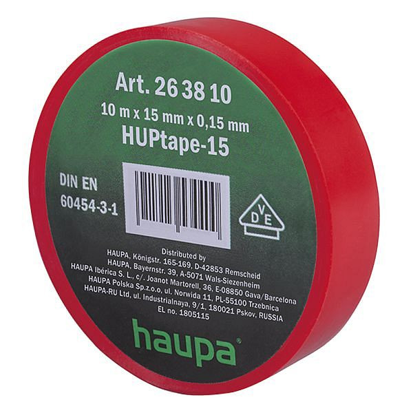 Haupa VDE Isolierband 15 mm x 10 m rot, VE: 10 Stück, 263810