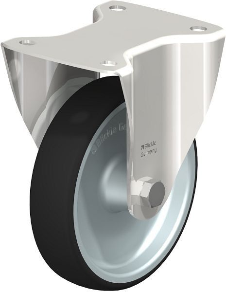 Blickle BX-PATH 160G Edelstahl-Bockrolle mit Anschraubplatte, Thermoplastisches Polyurethan, Grau, 847091