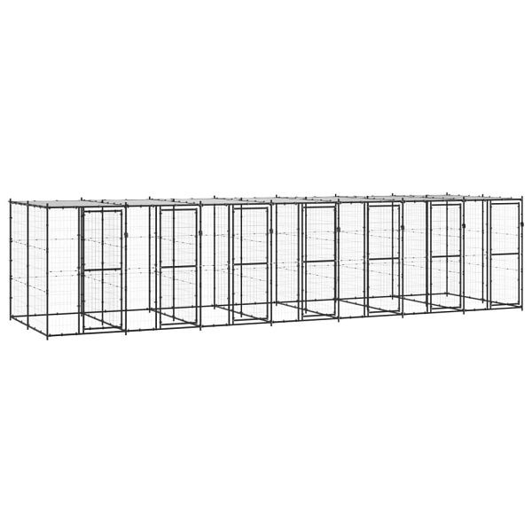 vidaXL Outdoor-Hundezwinger Stahl mit Überdachung 16,94 m², 3082254