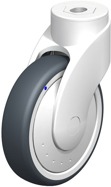 Blickle LWKX-TPA 126XK-11-FK Kunststoff-Lenkrolle WAVE, rostfrei, mit Rückenloch, Thermoplastisches Gummi-Elastomer, Grau, 740168
