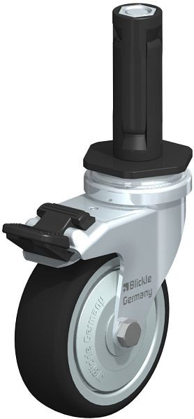Blickle LRA-PATH 75K-FI-FK-ER02 Apparate-Lenkrolle mit Expander & Feststeller, Thermoplastisches Polyurethan, Grau, 848639