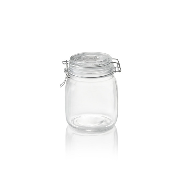 WAS Vorratsglas, 1 L, Ø 9 cm, Höhe 15 cm, Glas, Edelstahl, Silikon, 1814100