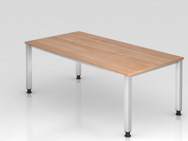 Hammerbacher Schreibtisch 4-Fuß eckig 200x100cm Nussbaum, Rechteckform, VQS2E/N/S