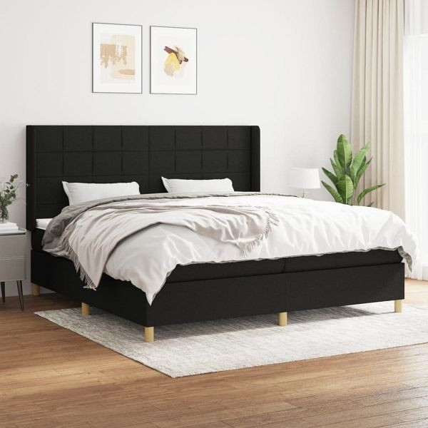 vidaXL Boxspringbett mit Matratze Schwarz 200x200 cm Stoff, 3128551
