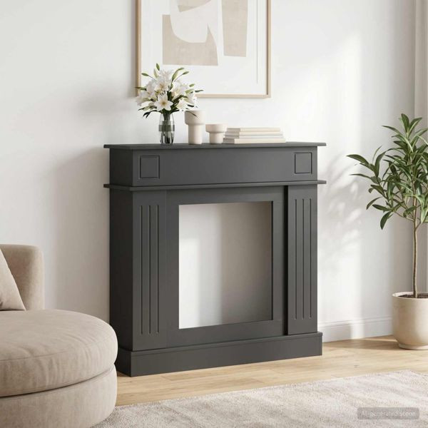 vidaXL Kaminumrandung Schwarz 102 x 26 x 100 cm Holzwerkstoff, 8006643